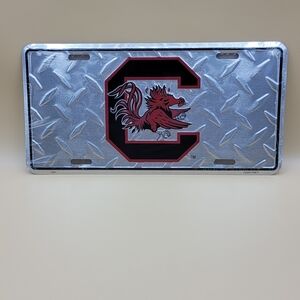 South Carolina Gamecocks Diamond Metal License Plate Car Tag NCAA Sealed New